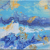 The dynamic blue and gold hues dance together, symbolizing the gentle yet powerful forces of water in constant movement. The painting reflects the beauty of nature’s ebb and flow, with each element working in unison to create balance.